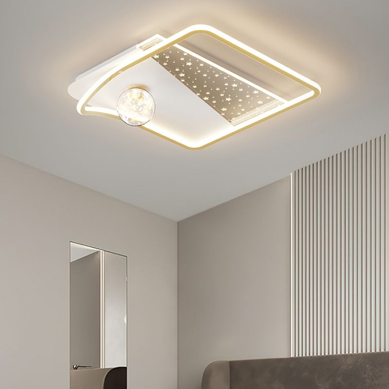 Geometry Shape LED Ceiling Lamp Modern Iron 2 Lights Flush Mount for Living Room Bedroom