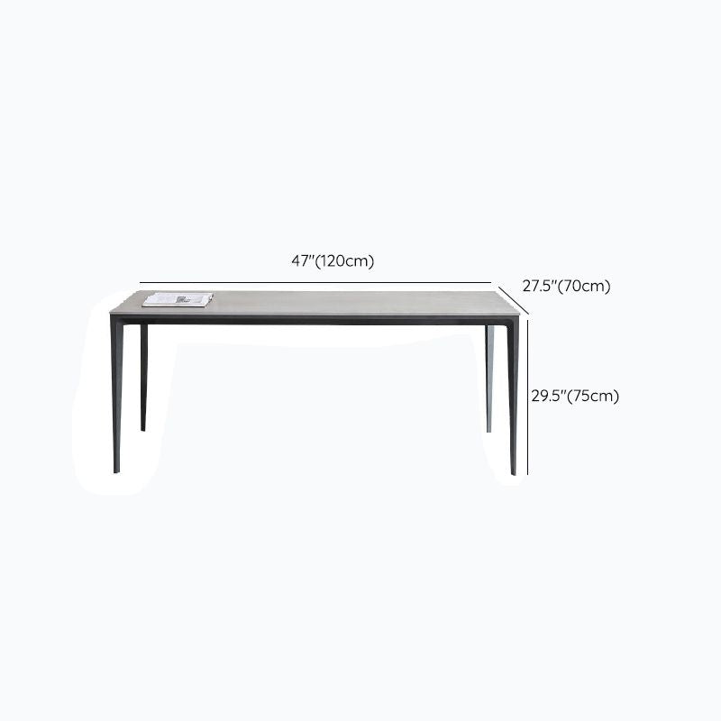 Gray Stone Top Dinette Table with Metal Legs Industrial Rectangle Dining Table