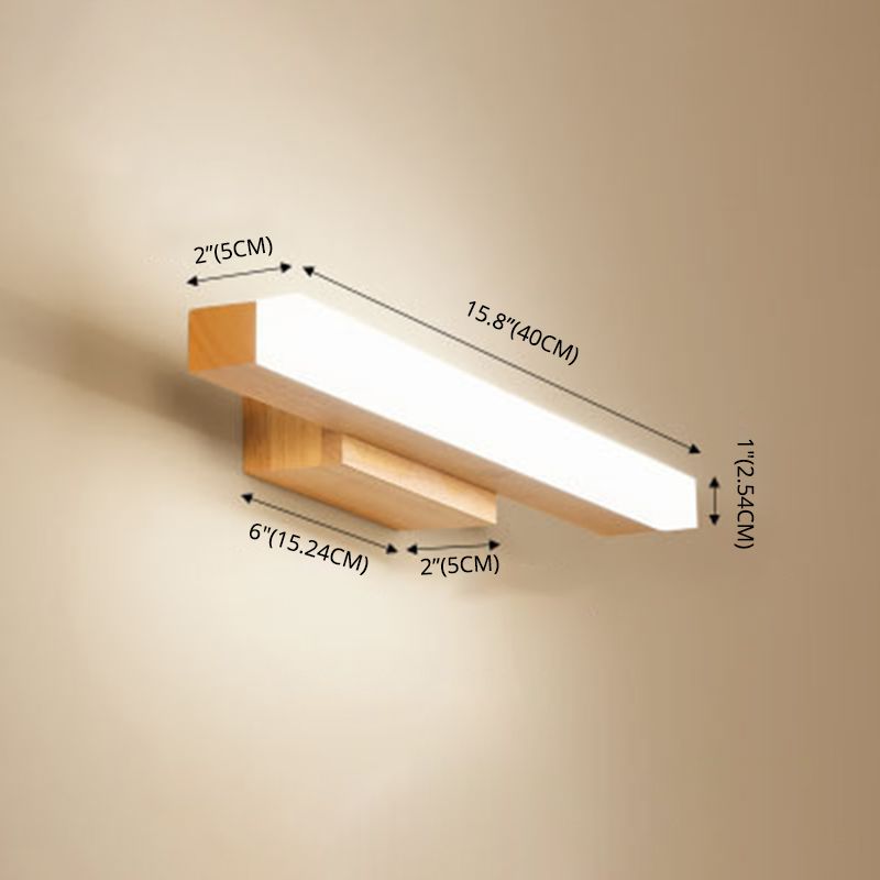 Nordic Simple Wood Mur Vanité Lumière Lumière et luminaire de vanité résistante au brouillard