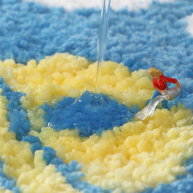 Beige Modern Rug Polyester Flower Rug Non-Slip Backing Rug for Living Room