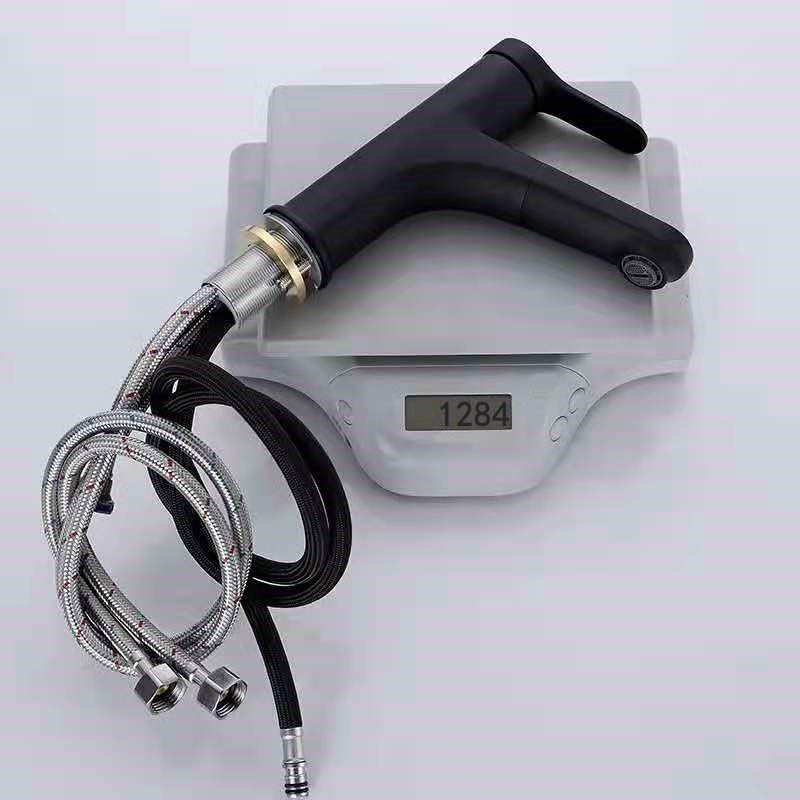 Modern Style Vessel Sink Faucet Lever Handle Copper Retractable Low Arc Vessel Faucet