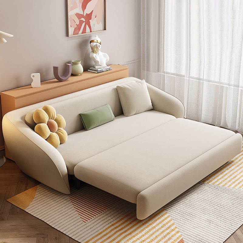 Square Arm Sleeper Scandinavian Styled Sleeper Faux Leather Sofa Bed