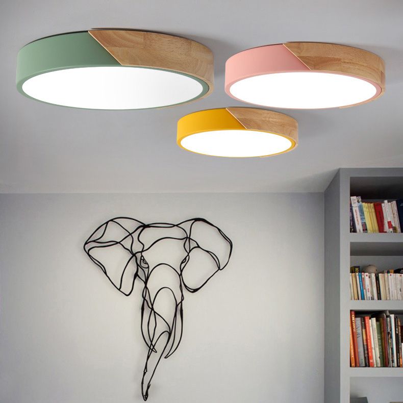 Lampada da soffitto a LED a forma rotonda in stile moderno e semplice macaroon in acrilico 1 luce per la camera degli ospiti dell'hotel studio