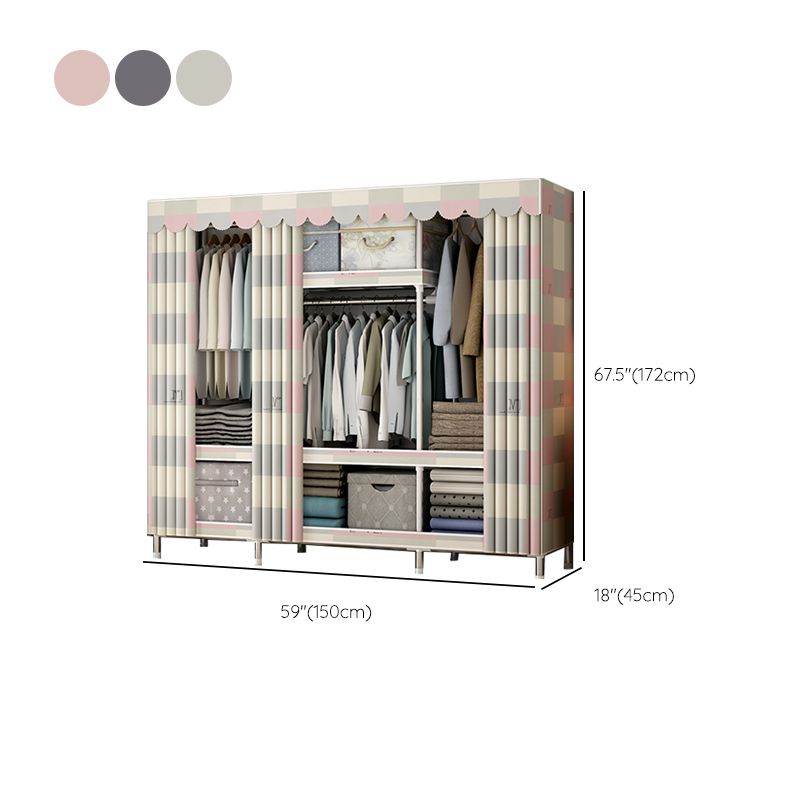 Contemporary Style Metal Wardrobe Cloth Rod Included Wardrobe Closet with Legs