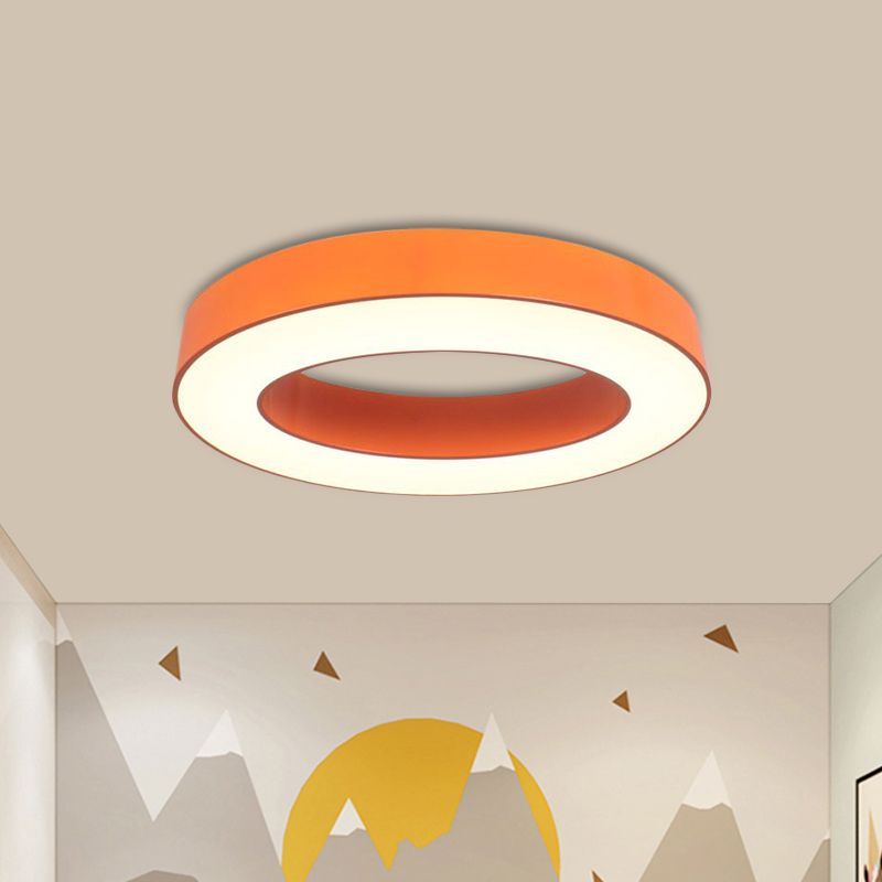 Orange Ring Flush Light Fixture Children LED Acrylic Close to Ceiling Lamp in Warm/White/Natural Light