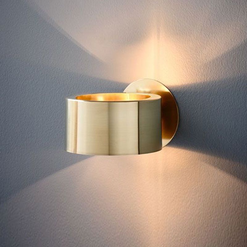 Gold Round Wall Light Sconce Colonialism Style Metal 1 Light Living Room Wall Lighting Fixture