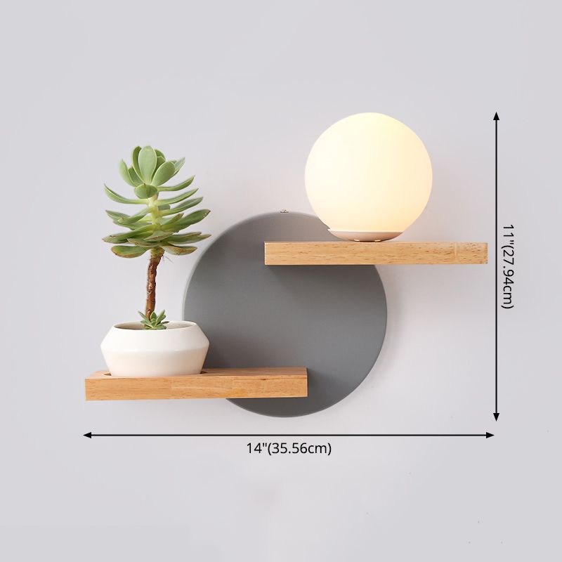 Ombra rotonda a 1 luce senza piante funce funce moderna illuminazione a parete in vetro semplice