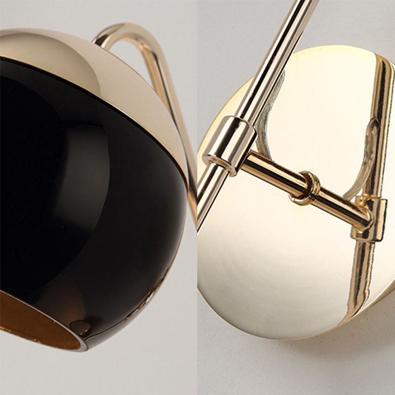 Orb Shade Metal Wall Lighting Retro 1 Bulb Kitchen Wall Sconce Light with Swing Arm in Black