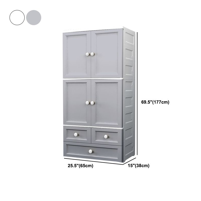 Plastic Matte Finish Storage Cabinet for Bedroom Contemporary Cabinet with Hinged Door