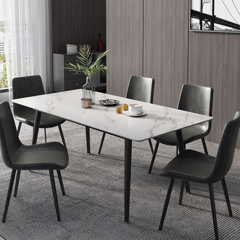 Modern Dinette Set with Solid Back Chairs 1/4/5/6/7 Pcs Stone Top Dining Table Set