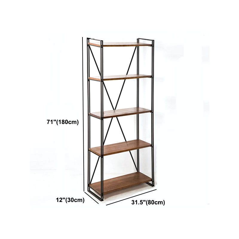 Industrial Style Bookshelf Open Shelf Solid Wood Bookcase for Home Office