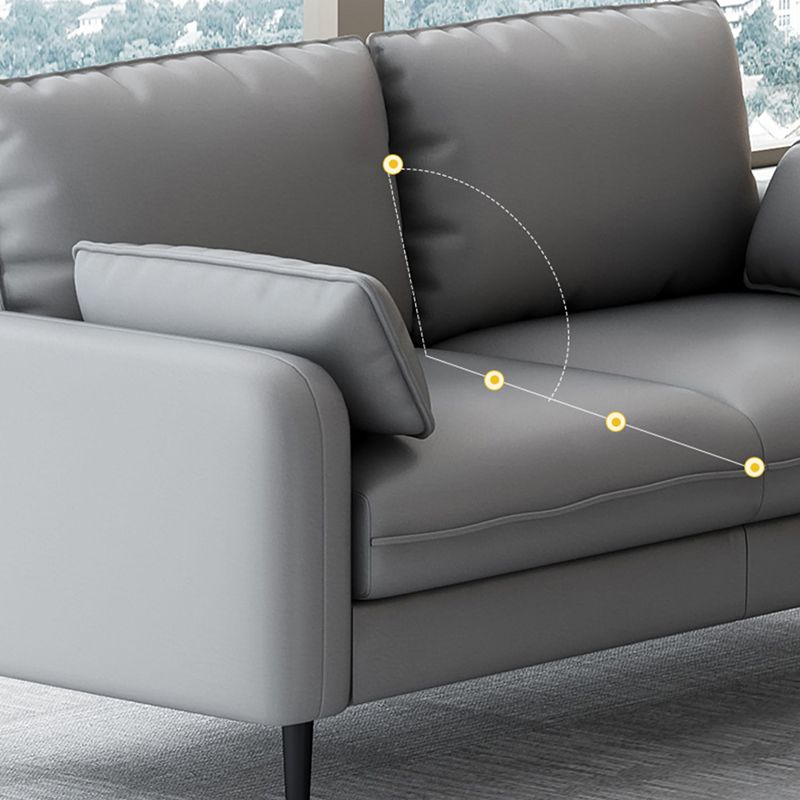 Scandinavian Faux Leather Sofa with Pillow Top Arms for 3 People