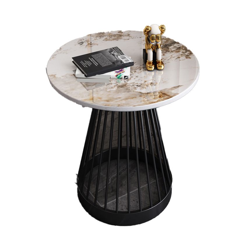 Modern Frame Side Table Slate Round Sofa End Table for Living Room