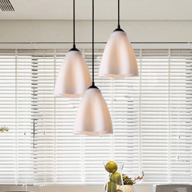 Modernisme Flower Cluster Pendant Light Rose Gold Glass Salon Room Hanging Lamping, Cauve linéaire / ronde