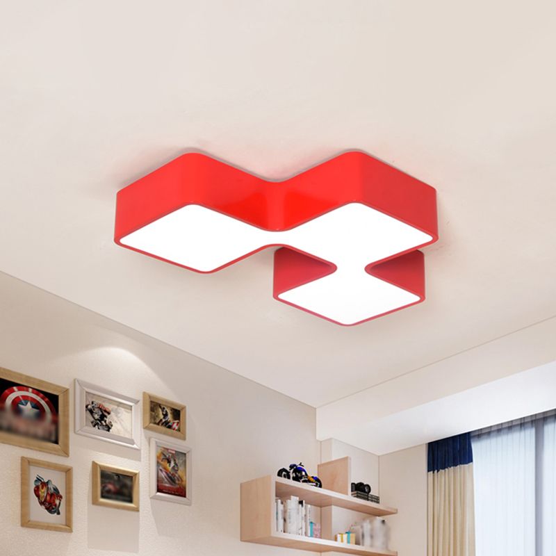 Building Block Kindergarten Flush Mount Light Acrilic LED Kids Aithing Secondo Red/Yellow