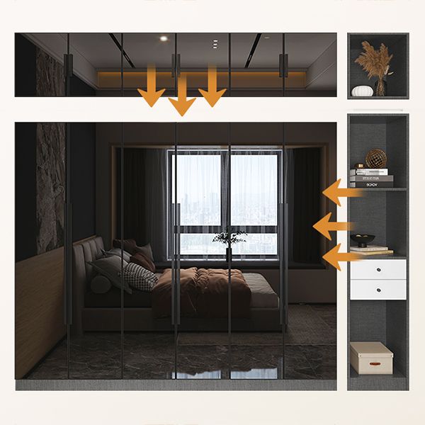 Modern Style Wardrobe Grey Colour Glass Wardrobe Closet for Bedroom