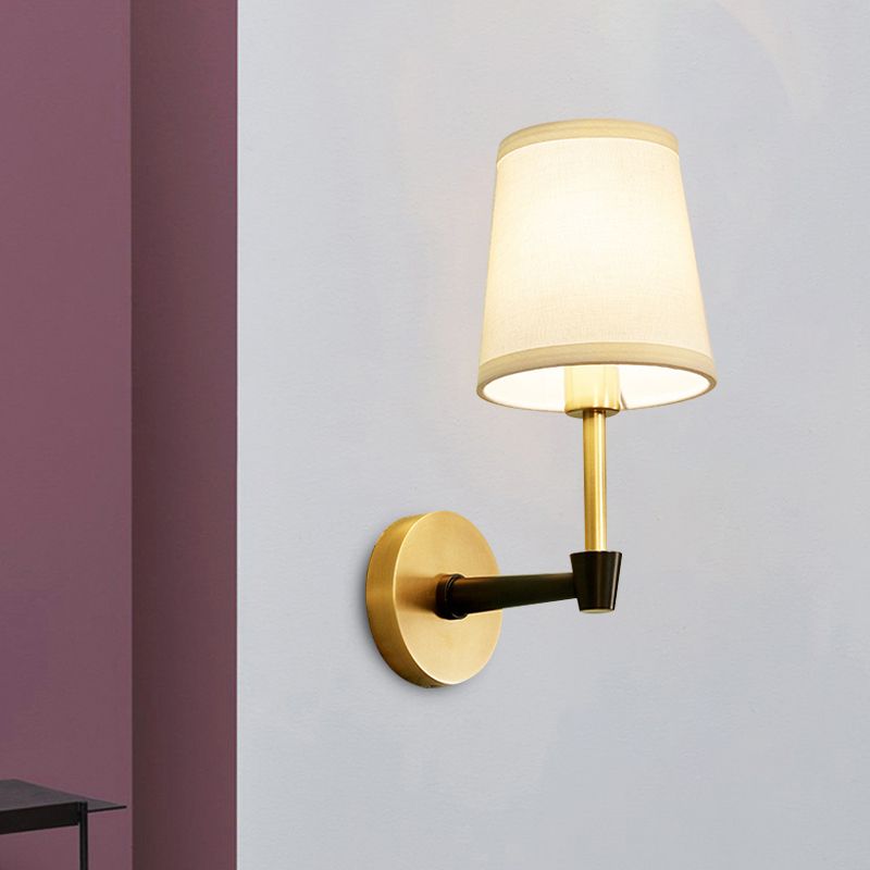 Traditional Tapered Wall Mount Light Fixture 1/2-Bulb Fabric Wall Sconce Lighting in Black
