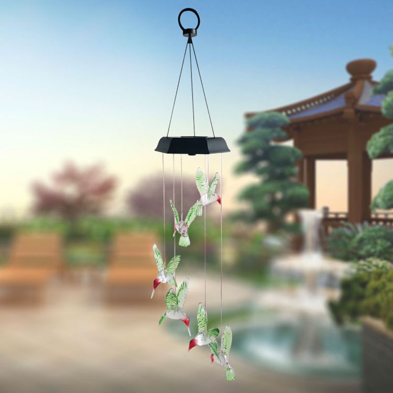 Honeycomb Garden Solar Wind Chime Light Plastic 6 Bulbs Modern LED Hanging Light with Plastic Decor