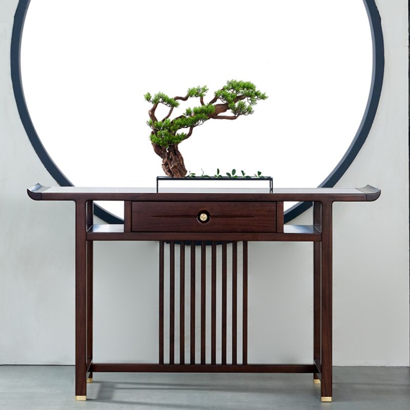Rectangle Shape Contemporary Console Table Dark Brown Wood Console Sofa Table