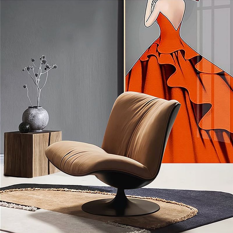 Contemporary Swivel Accent Chair Suede Lounge Chair in 38"L x 34"W x 19"H