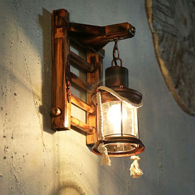 Retro -stijl muurlicht SCONCE met lampenkap 1 lichtglazen sconces