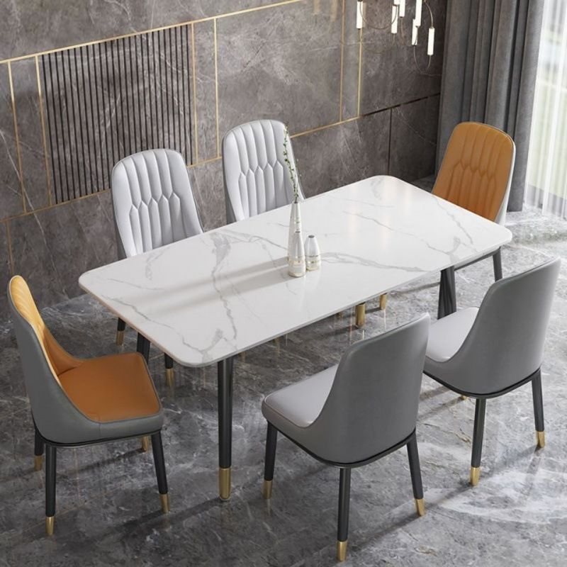 Rectangular Sintered Stone Dining Table Luxury Furniture with 4 Legs in Matte Finish Home