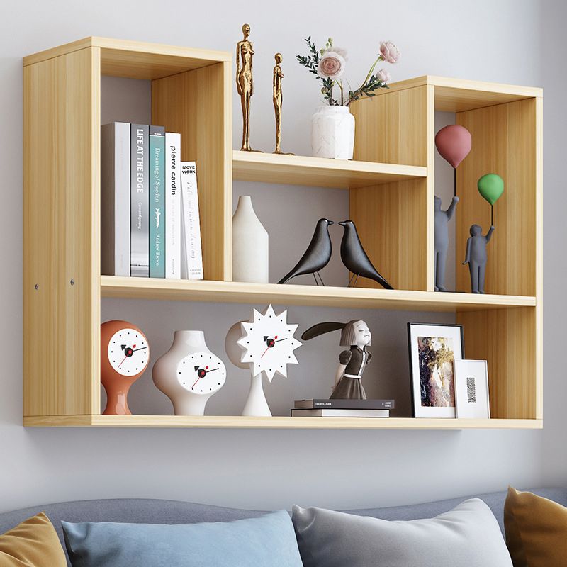Modern Engineered Wood Bookcase, Geometric Wall Mounted Bookshelf for Any Room