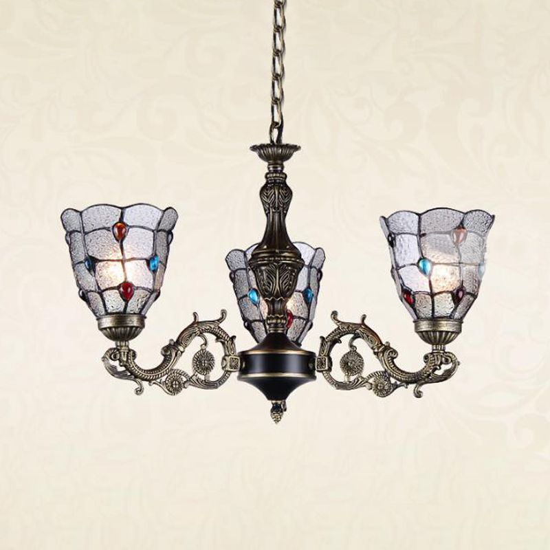 Antique Bronze 3/6/11 Lights Chandelier Lighting Fixture Mediterranean Cut Glass Jeweled Ceiling Lamp