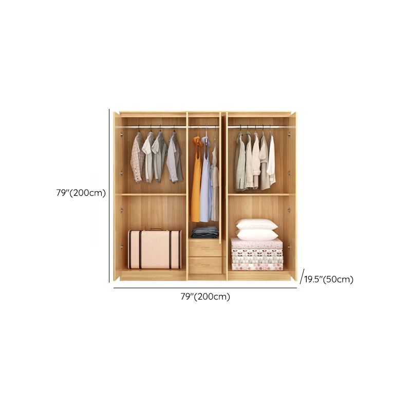 Contemporary Style Wardrobe Armoire Wood Combination Armoire with Doors