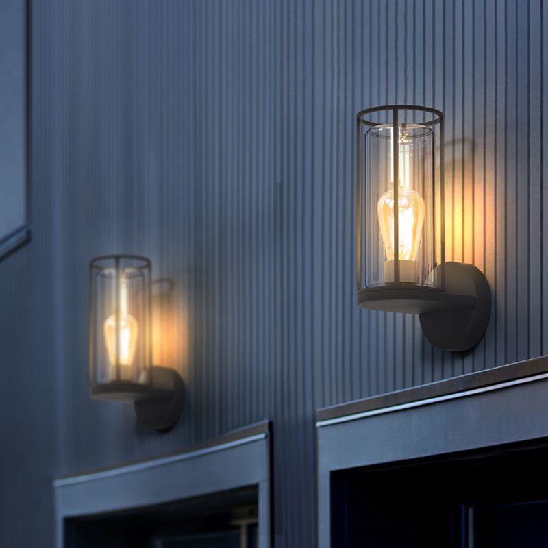 Black Wall Sconce Contemporary Sconce Light Fixture for Courtyard