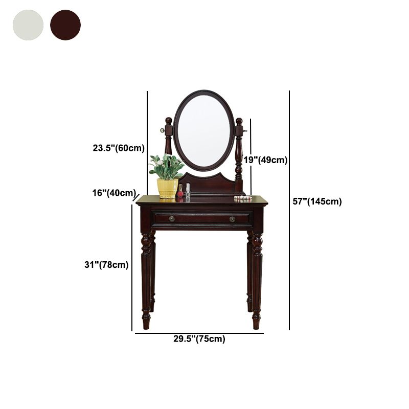 Oak Vanity Set Make-up 15.74" Wide Vanity with Drawer and Mirror