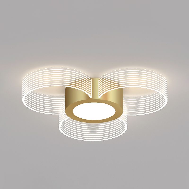 Modern Circle Massimale Light Acrilico 3/4/5 Bulbi Disegno Camera Flush Montaggio Illuminazione in Gold
