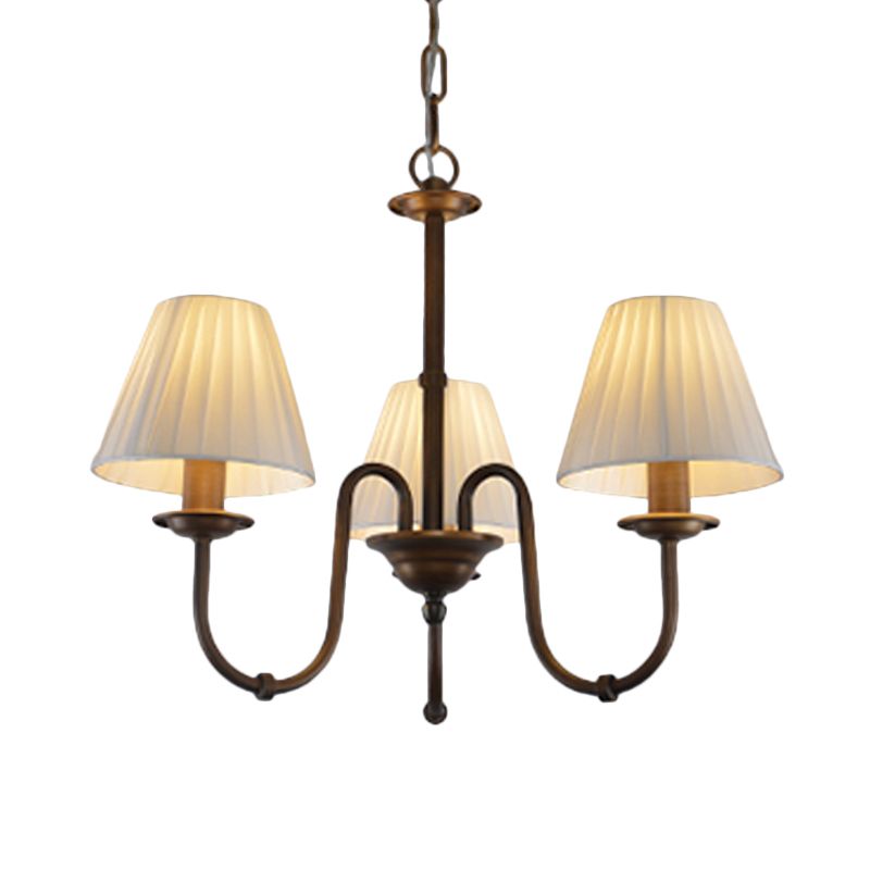 Lampada del lampadario bianco da 3/6 luci lampada tradizionale a sospensione a scorrimento in tessuto per soggiorno con tonalità cono