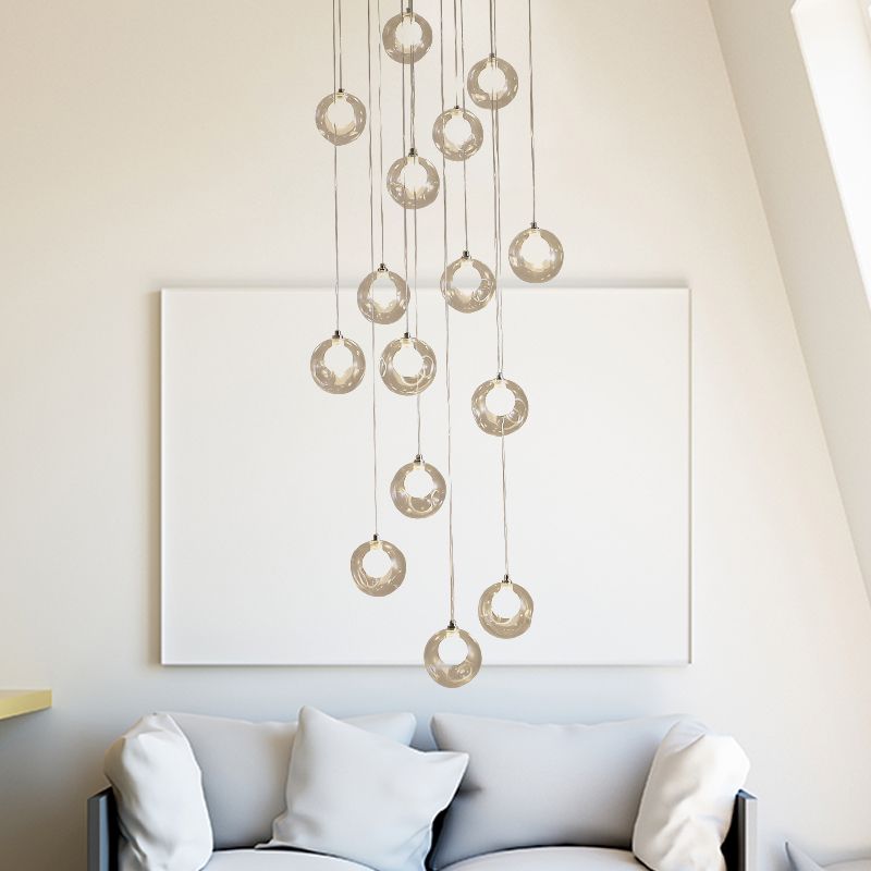 16 têtes suspension d'éclairage moderniste baule transparente en verre dimlé de lampe en blanc en blanc en blanc