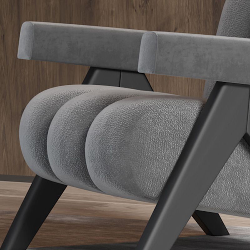 Wood Frame Accent ArmChair Sewn Pillow Back Sled Chair in Gray