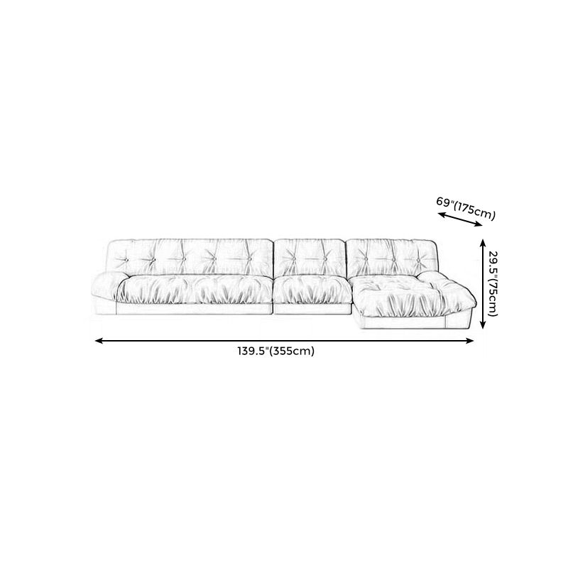 Armless Tufted Split-Back Sectional Sofa with Chaise L-Shape Sectionals Sofas