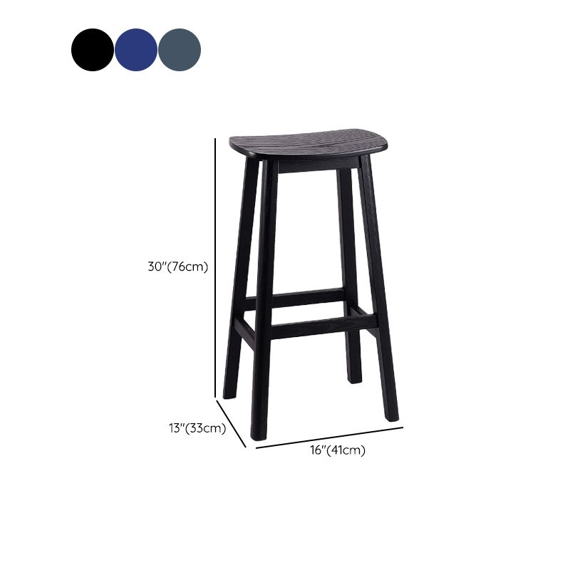 Solid Wood Barstool Contemporary Style Saddle Seat Armless Stool