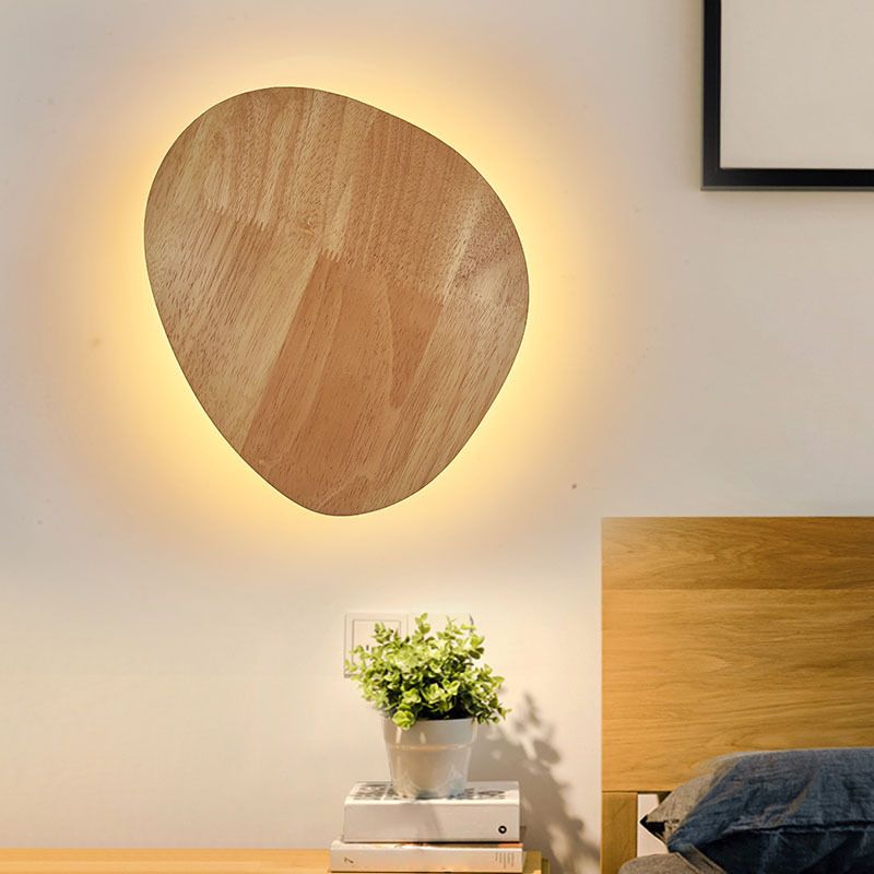 Chinese Style Wooden Wall Lamp Minimalism LED Wall Mount Light for Bedroom Living Room