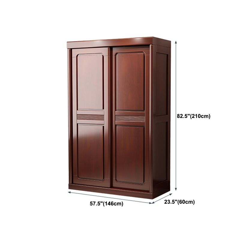 Traditional Wardrobe Cabinet Rubberwood Brown Wardrobe Armoire