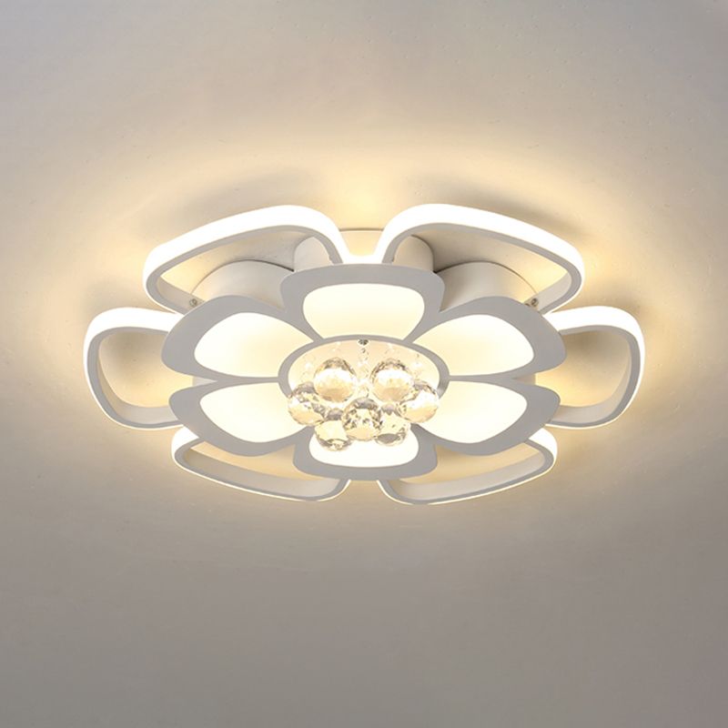 Acrylic Petal Flush Mount Light Fixture Simple 20.5"/27" W LED White Ceiling Lamp in Warm/White Light with Round Design