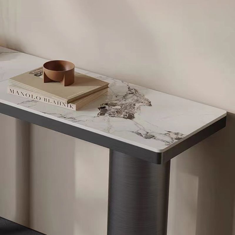 Rectangle Shape Console Table Contemporary Stone Sofa Table in Black