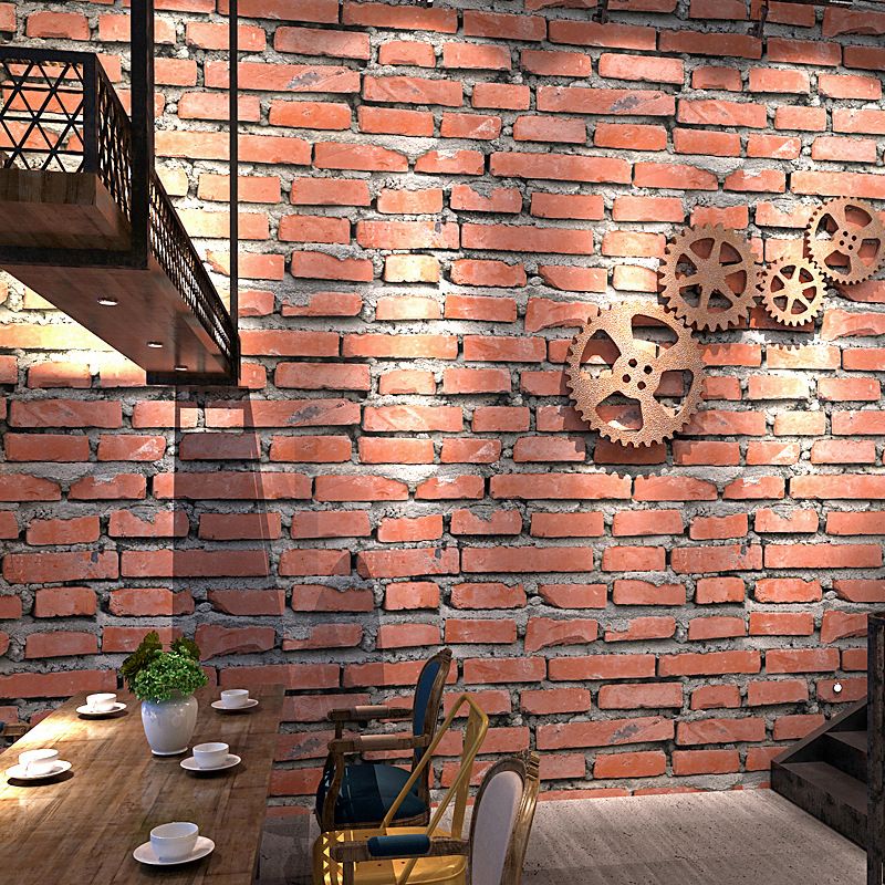 Washable Brick-and-Mortar Wallpaper 54.2-sq ft Industrial Wall Decor for Snack Bar