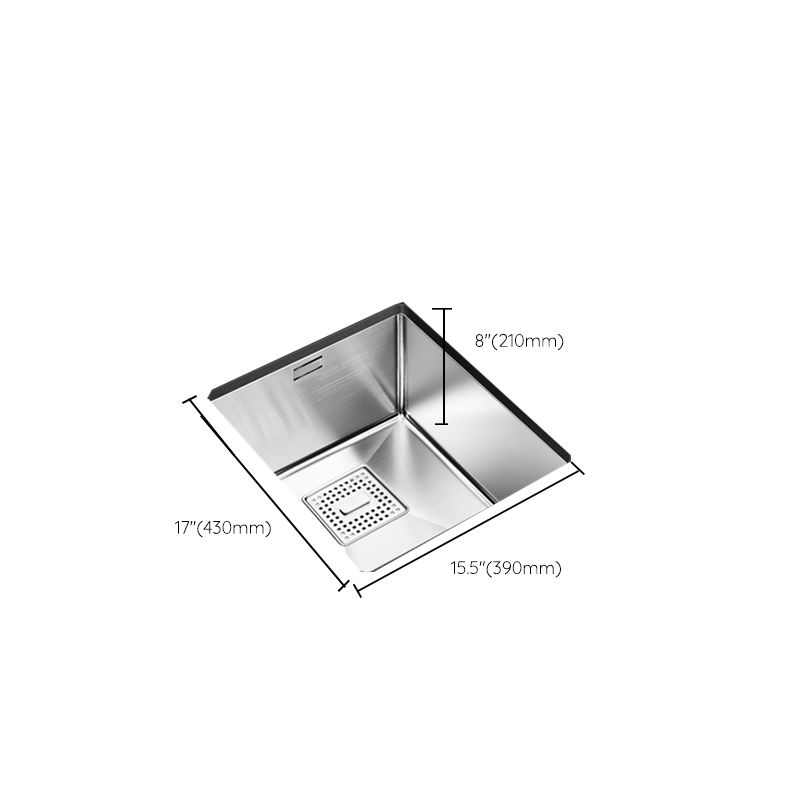 Rectangle Single Bowl Kitchen Sink Stainless Steel Sink with Drain Strainer Kit