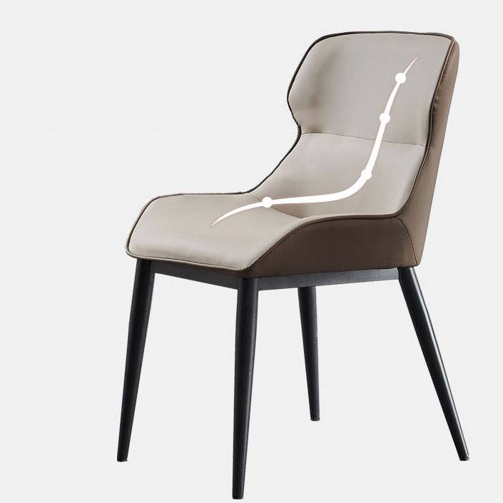 Silla auxiliar de cuero contemporánea para sala de estar con acabado mate Wingback Silla de comedor