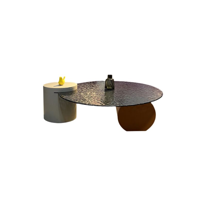 2 Legs 1 Single Coffee Table Modern Glass Cocktail Table in Clear