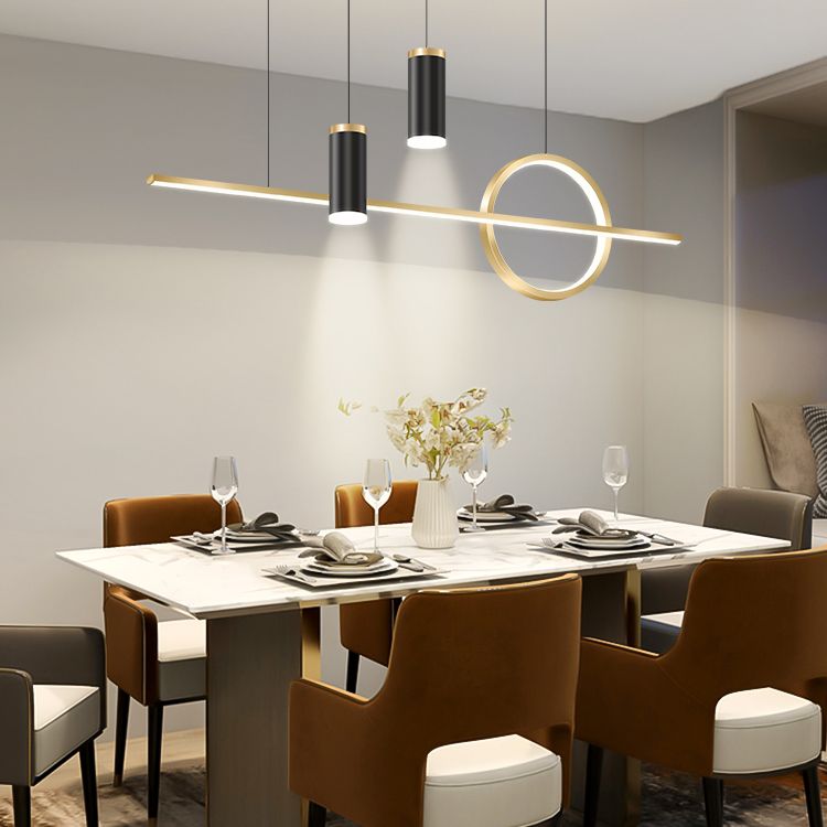 Contemporary Style Linear Island Lighting Metal 4 Light Island Light Fixtures