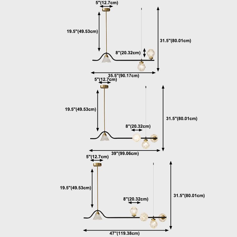 Cone et îlot Ball Light Minimaliste en verre treillis de verre