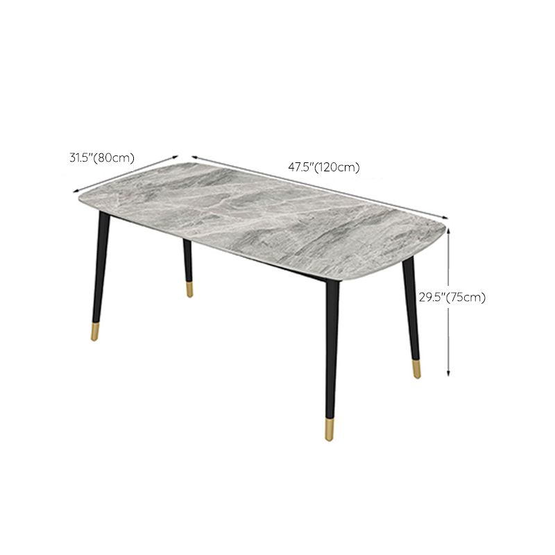 Industrial Dining Rectangle Table Sintered Stone Table with Metal Legs for Home