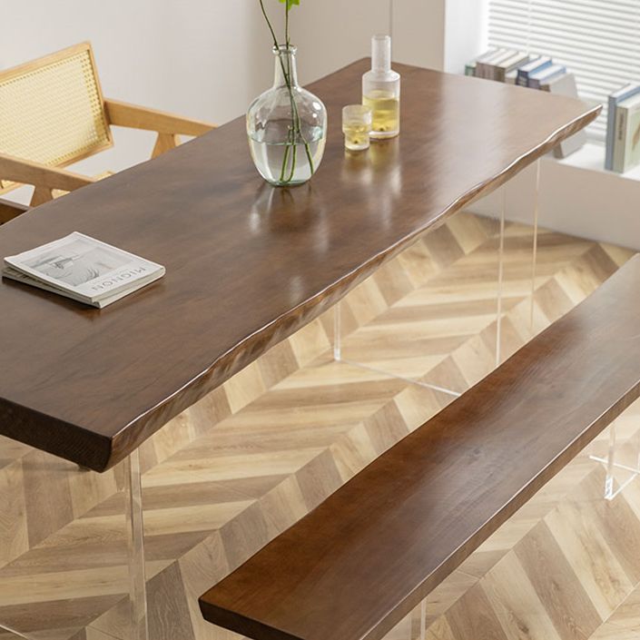 Modern Style Dining Table Solid Wood Rectangle Table with Acrylic Base