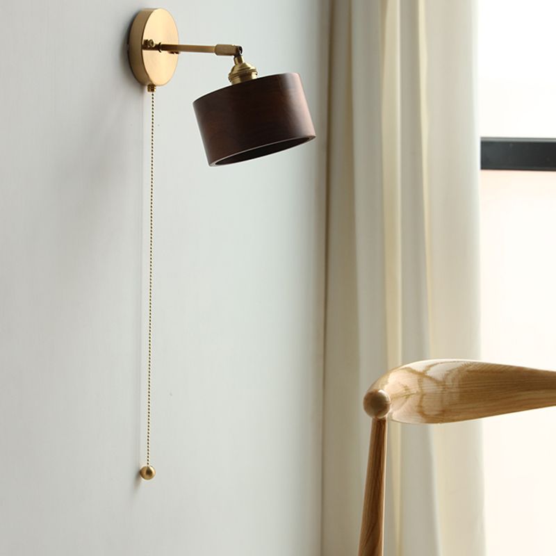 Wohnzimmer Einfache Leuchtenleuchten 1 Blub Holzlampenschatten Wandmontage Beleuchtung